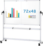 180x120cm Double Sided Mobile Whiteboard Magnetic Dry Erase on Wheels