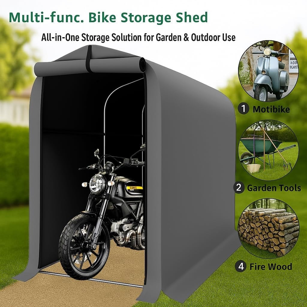 1x1.8m Outdoor Bike Storage Shed Waterproof UV Resistant Metal Frame Tent