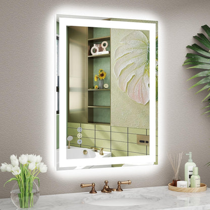 Bathroom Mirror LED 24x32in Front Backlit Anti-Fog Dimmable 3 Color Temperature