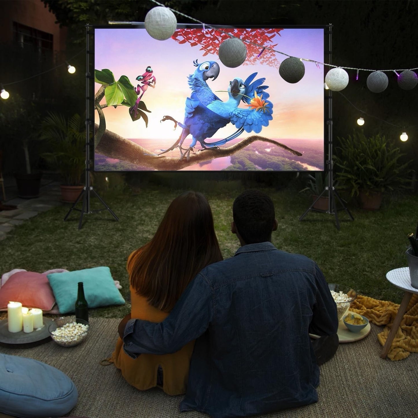 150 Inch Projector Screen Stand 16:9 4K HD Portable Foldable Outdoor Cinema