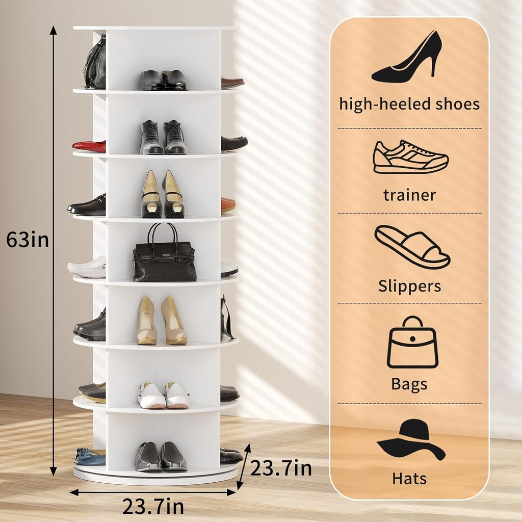 7 Tier Rotating Shoe Rack 360 Degree Spinning Storage Holds 28 Pairs