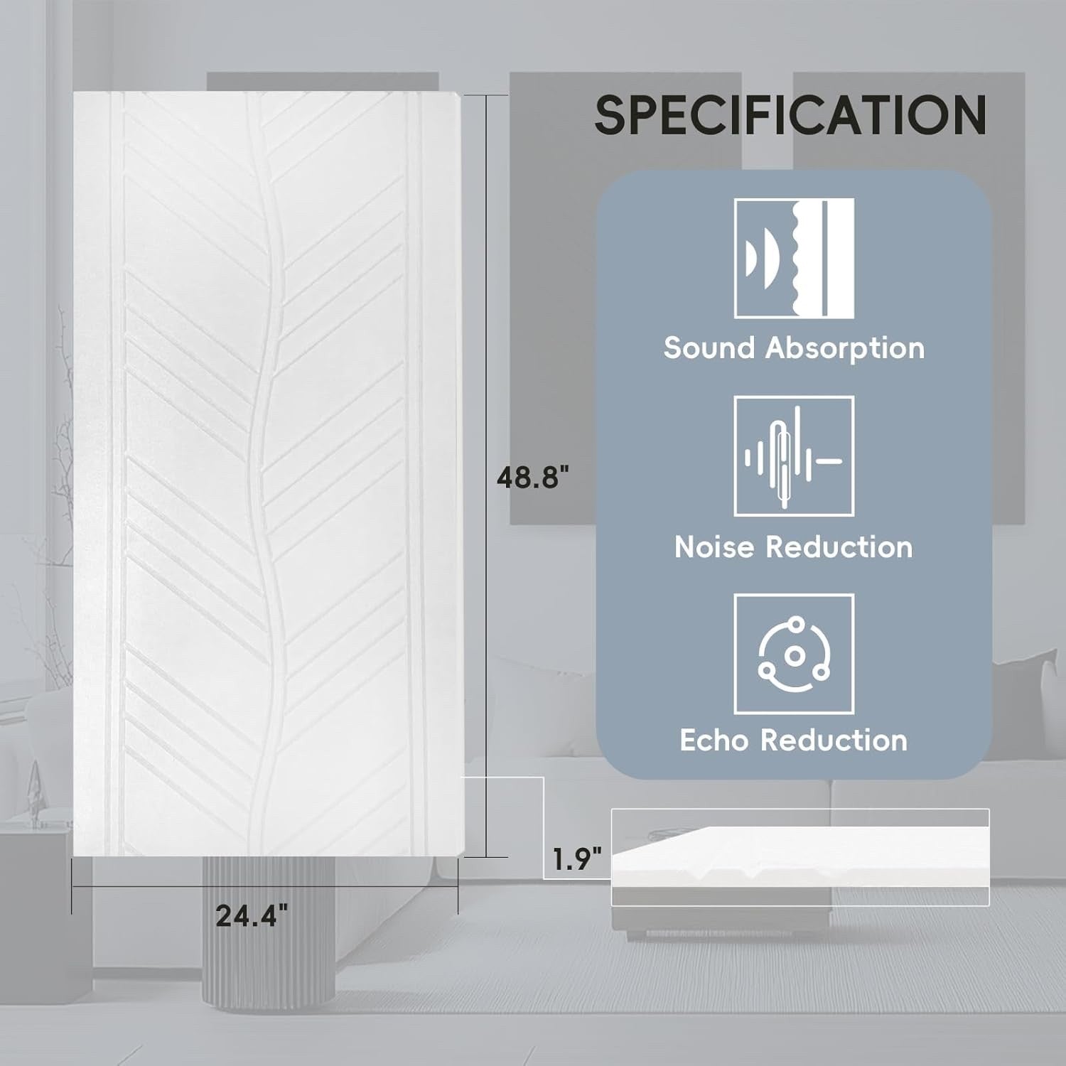 10 Pack White Acoustic Wall Panels 48.8x24.4 Self Adhesive Soundproof Foam Tiles