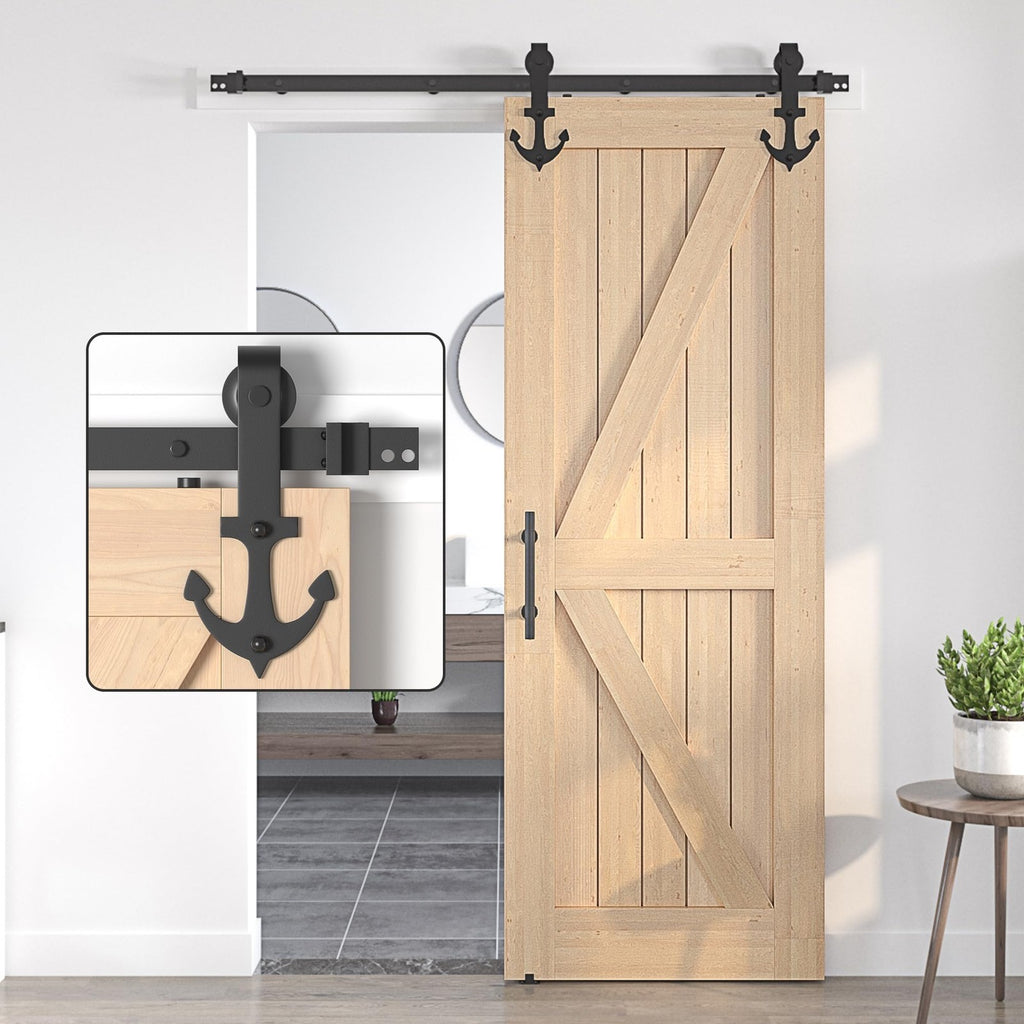 Sliding Barn Door Hardware Kit Black Steel Track Roller Rustic Multi Size