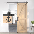 Sliding Barn Door Hardware Kit Black Steel Track Roller Rustic Multi Size