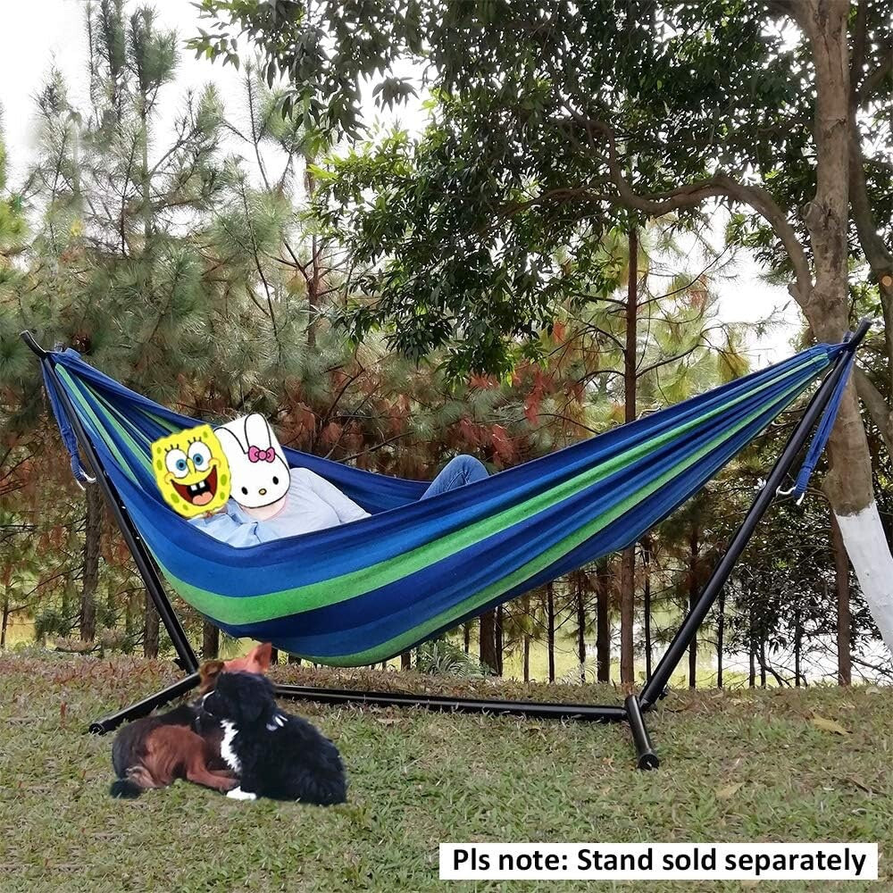 Double Hammock with Steel Stand 2 Person Outdoor Garden Patio Relaxing Bed
