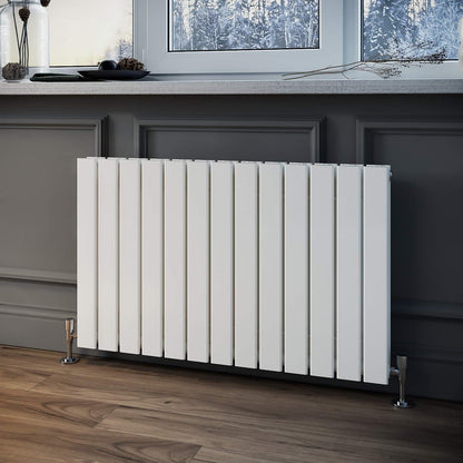 Double Panel Radiator 600x988mm White Horizontal Flat Wall Floor Mount Heater