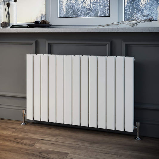 Double Panel Radiator 600x988mm White Horizontal Flat Wall Floor Mount Heater