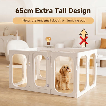 Transparent Puppy Playpen 10 Panel Portable Indoor Outdoor Dog Pen 125x85cm