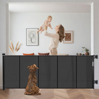 Extra Wide Retractable Baby Gate Pet Gate 3.05m One Hand Indoor Outdoor Barrier