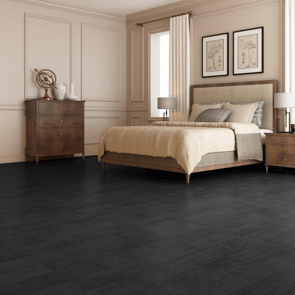 Vinyl Plank Floor Tiles Peel Stick 36 Pack 54 Sq Ft Waterproof Wood Black DIY