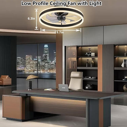 Ceiling Fan Light 50cm Remote 6 Speed Reversible Dimmable LED 5500lm Black Quiet
