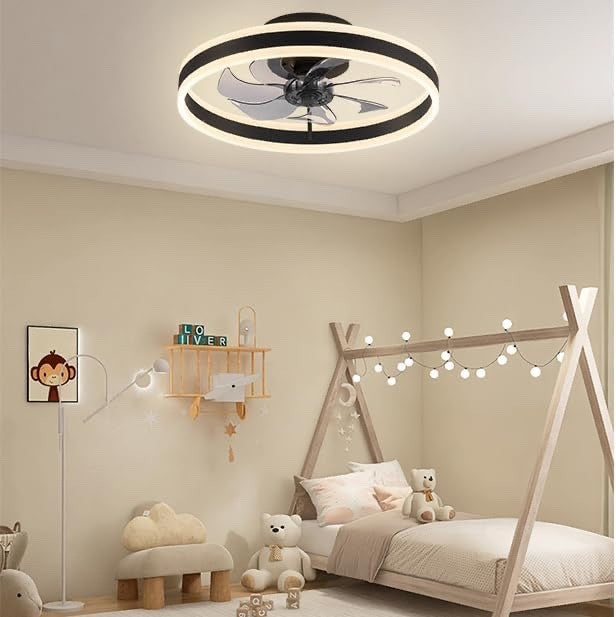 Ceiling Fan Light 50cm Remote 6 Speed Reversible Dimmable LED 5500lm Black Quiet