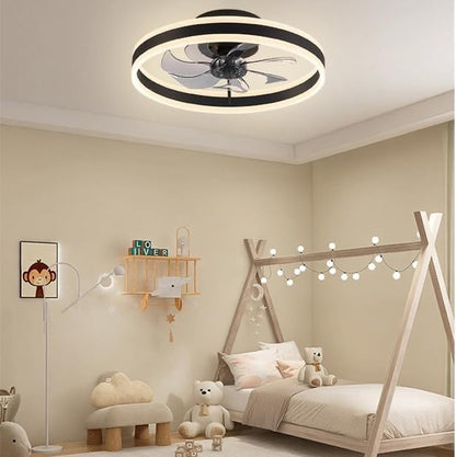 Ceiling Fan Light 50cm Remote 6 Speed Reversible Dimmable LED 5500lm Black Quiet