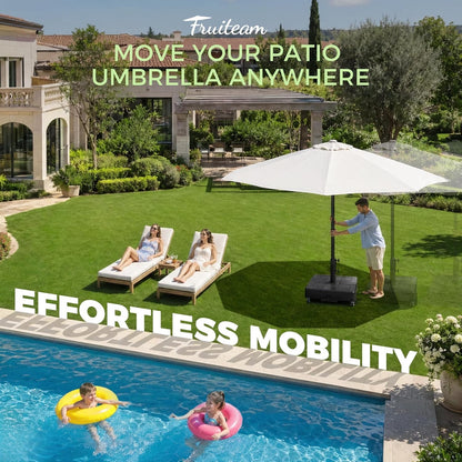 Patio Umbrella Base Heavy Duty Fillable 155lb Wheels Water Sand Parasol Stand