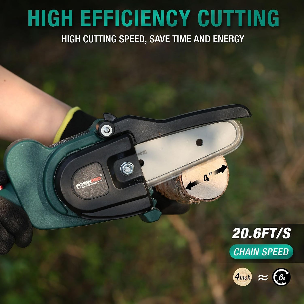 Cordless Pole Saw Chainsaw 4 Inch Mini Electric Pruner 13FT Reach 2x2Ah Battery