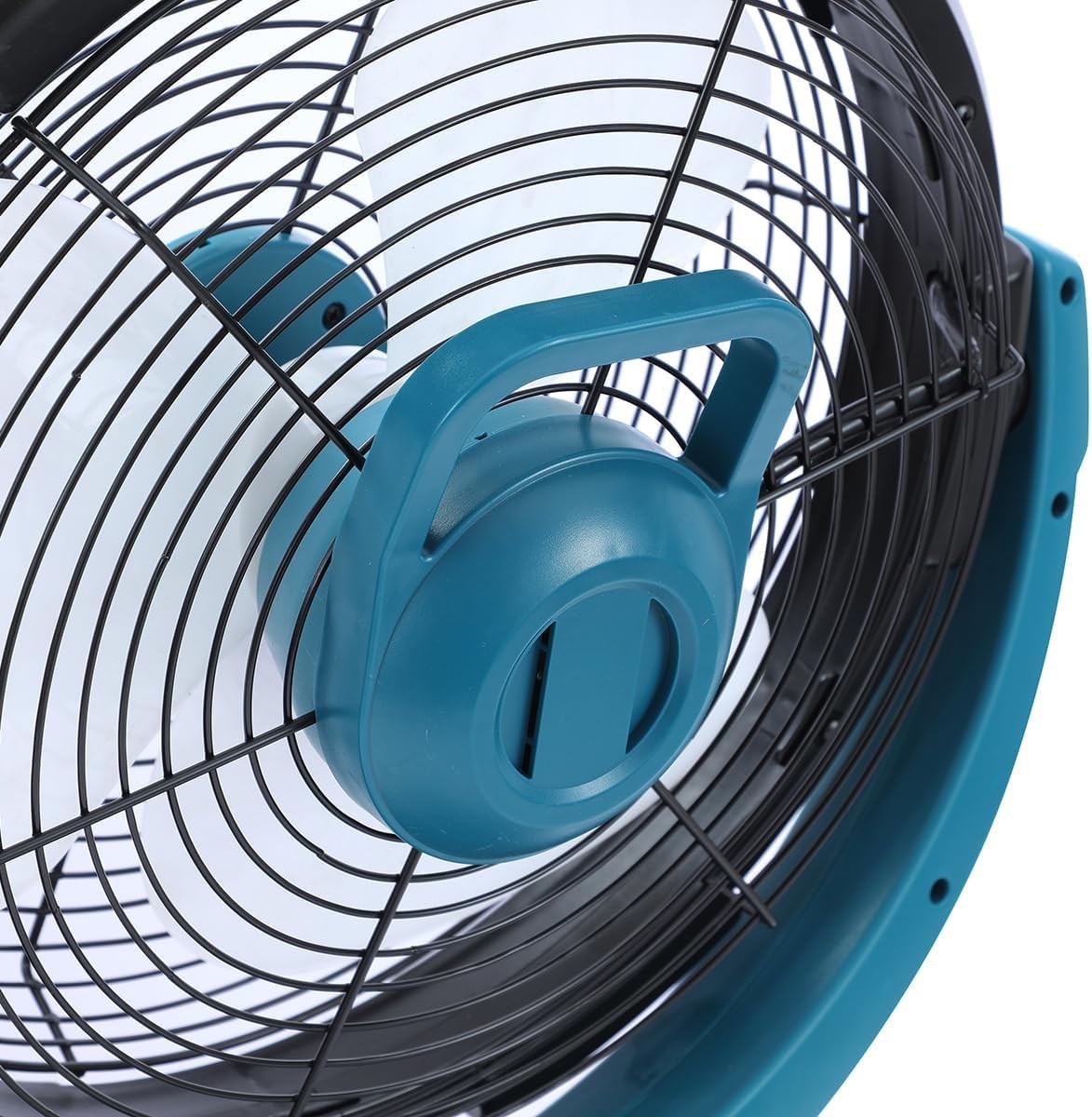Jobsite Fan Cordless Portable 12 Inch 18V 21V AC DC 3 Speed Timer Blue Workshop