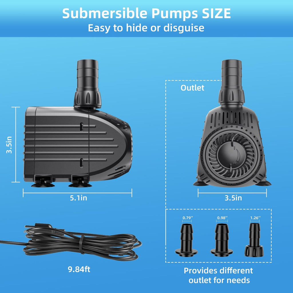 Billing Ultra-Quiet Water Pump 35W 1500 L/H Pond Pump with Filter