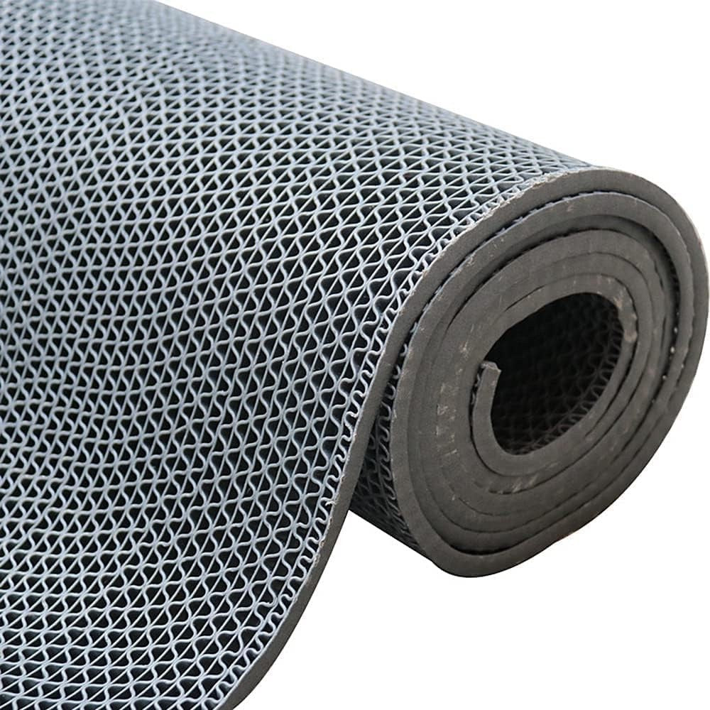 Non Slip Drainage Matting 5m x 90cm Grey PVC Wet Area Floor Runner 5.5mm Thick