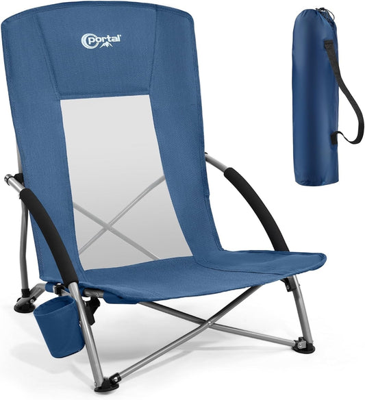 Folding Beach Chair Portable Outdoor Camping Garden Seat 150KG Steel Frame