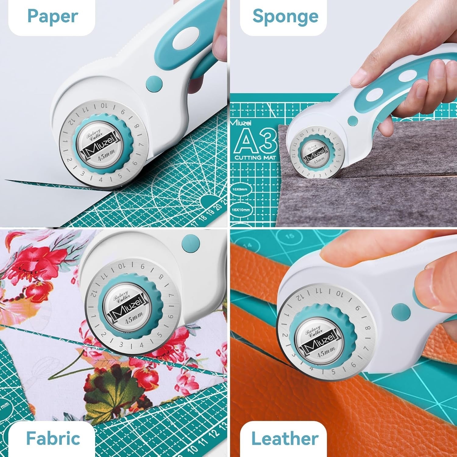 A2 Cutting Mat Self Healing Craft Mat Quilting Sewing Fabric Leather Pad Cyan