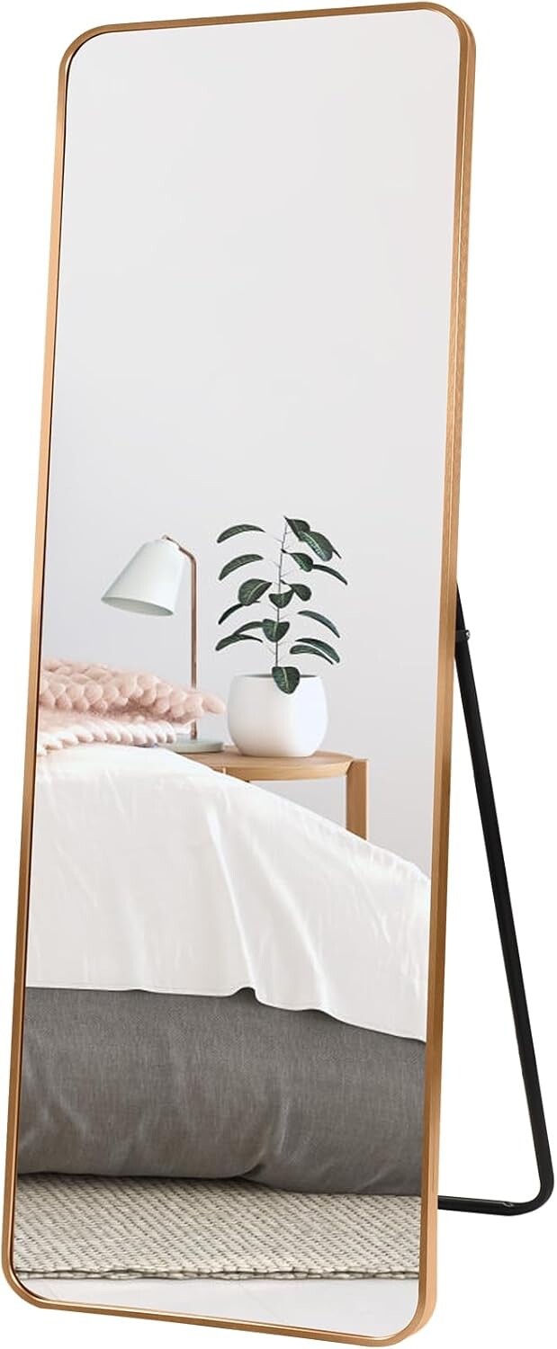 HORLIMER 60"x18" Full Length Standing Mirror with Aluminum Frame, 152x46cm