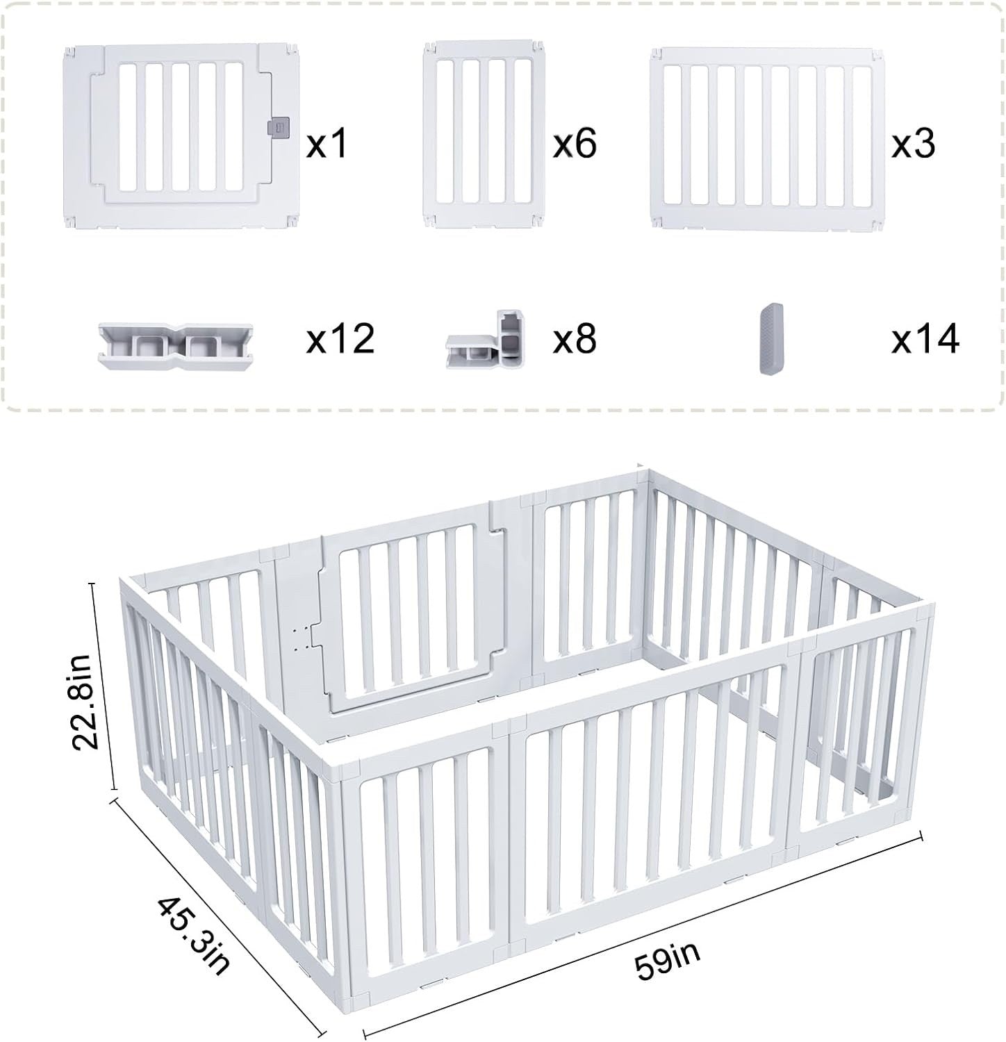 Baby Playpen 150x110x60cm Toddler Safety Activity Centre Indoor Outdoor White