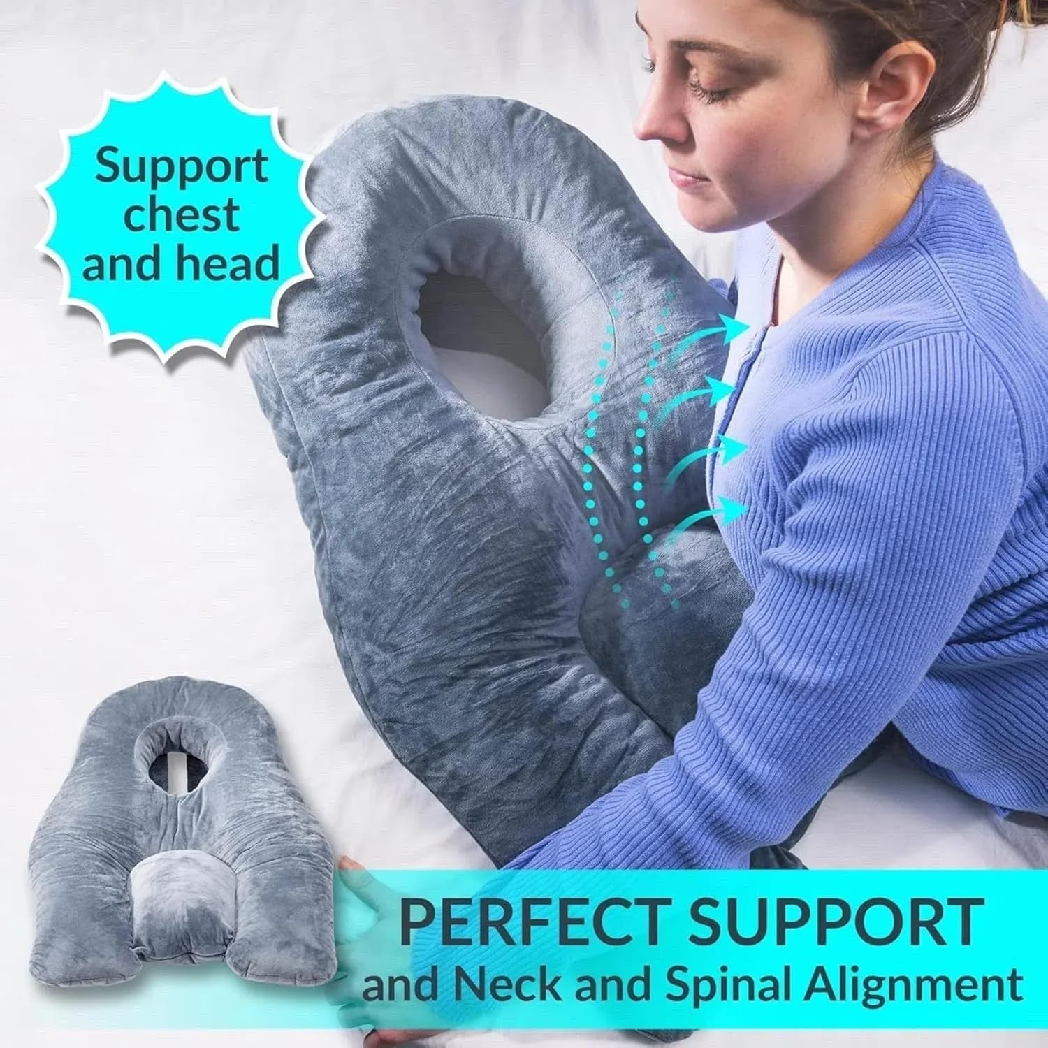 Vitrectomy Face Down Recovery Pillow Adjustable Stand with Chest Pad – Grey