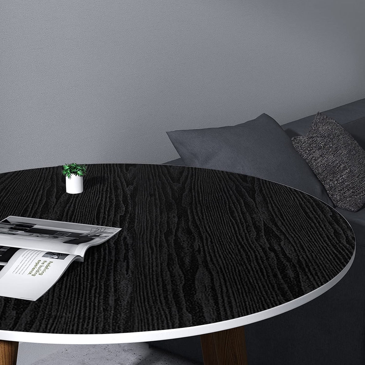 Black Vinyl Wrap Self Adhesive Wood Effect 90x600cm Waterproof Furniture Film