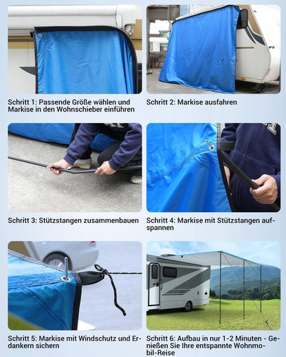 Campervan Awning Caravan Canopy 3.5x2.4m 3 Keder Sizes 210D Waterproof UV Cover