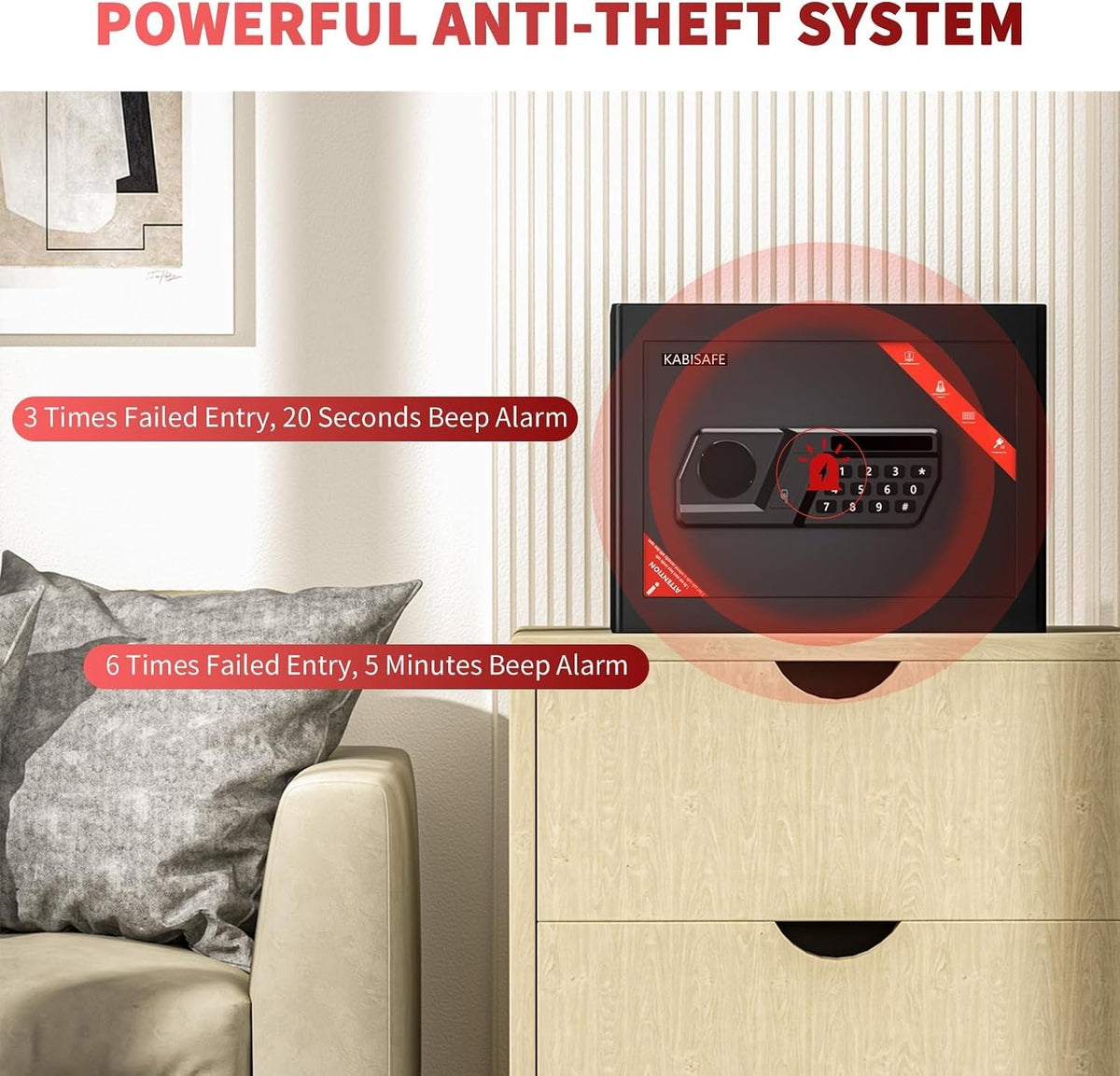 Digital Electronic Security Safe Box 20L Steel Keypad Lock Alarm Office Black