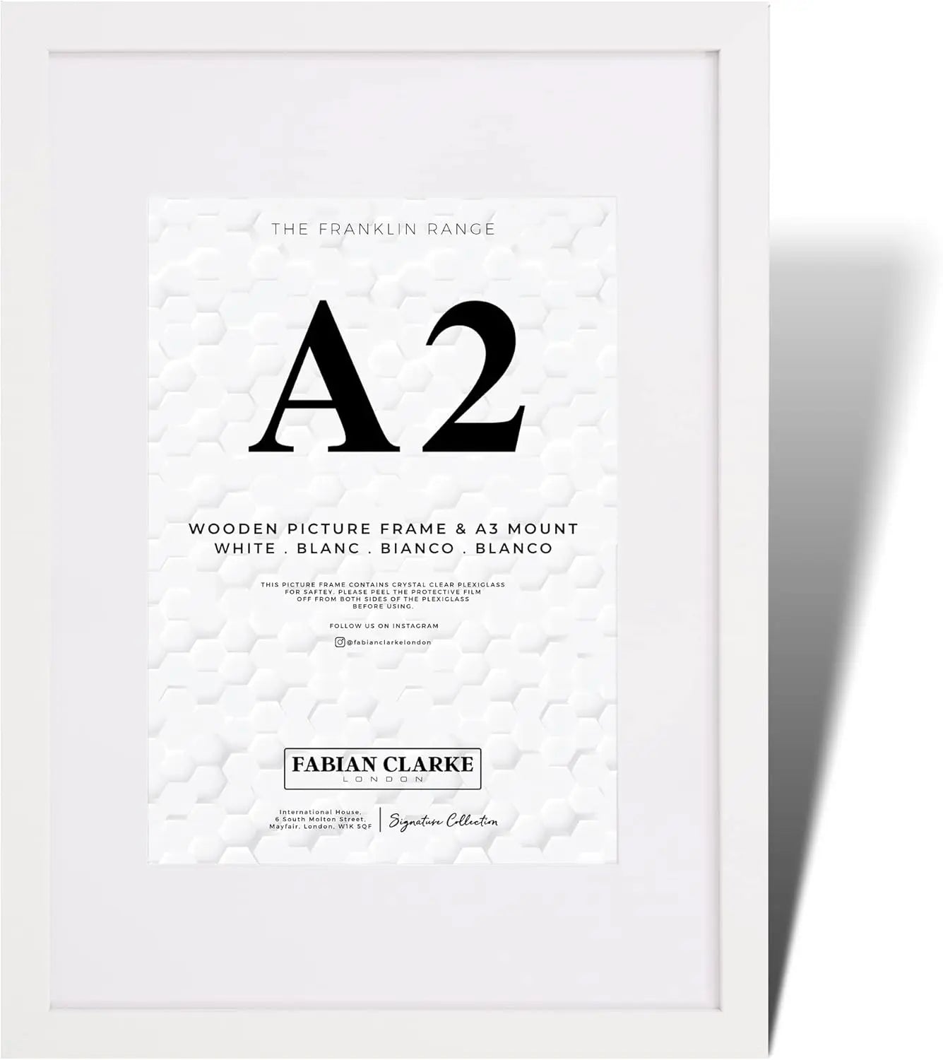 Fabian Clarke London® Modern White A2 Wooden Picture Photo Frame Fabian Clarke