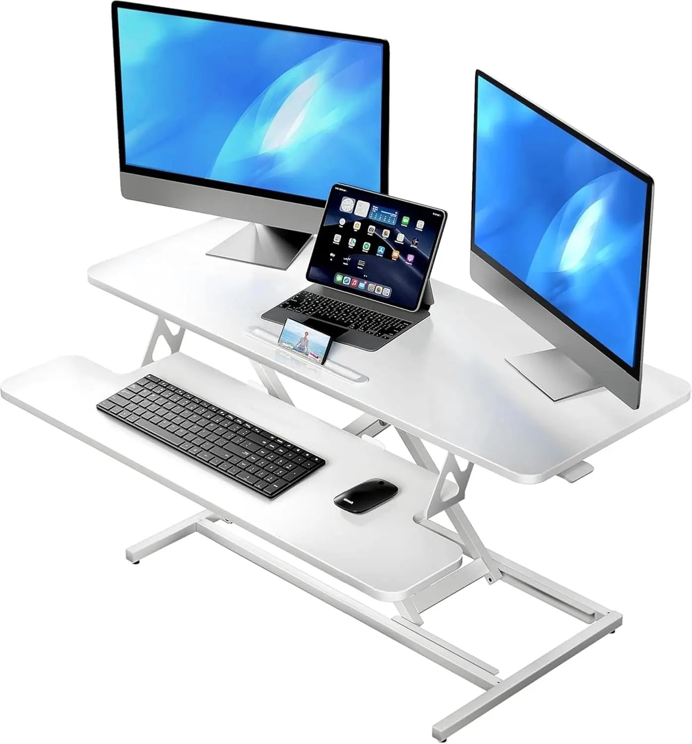 ERGOMAKER Standing Desk Converter, 106cm/42’’ Height Adjustable Desk Riser - RT Online Outlet