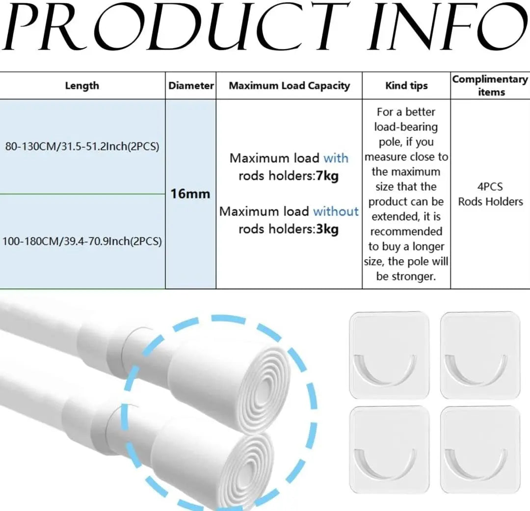 2PCS Tension Rods for Net Curtains Easy Use Net Curtain Rods Extendable Spring Loaded GDEVKHN