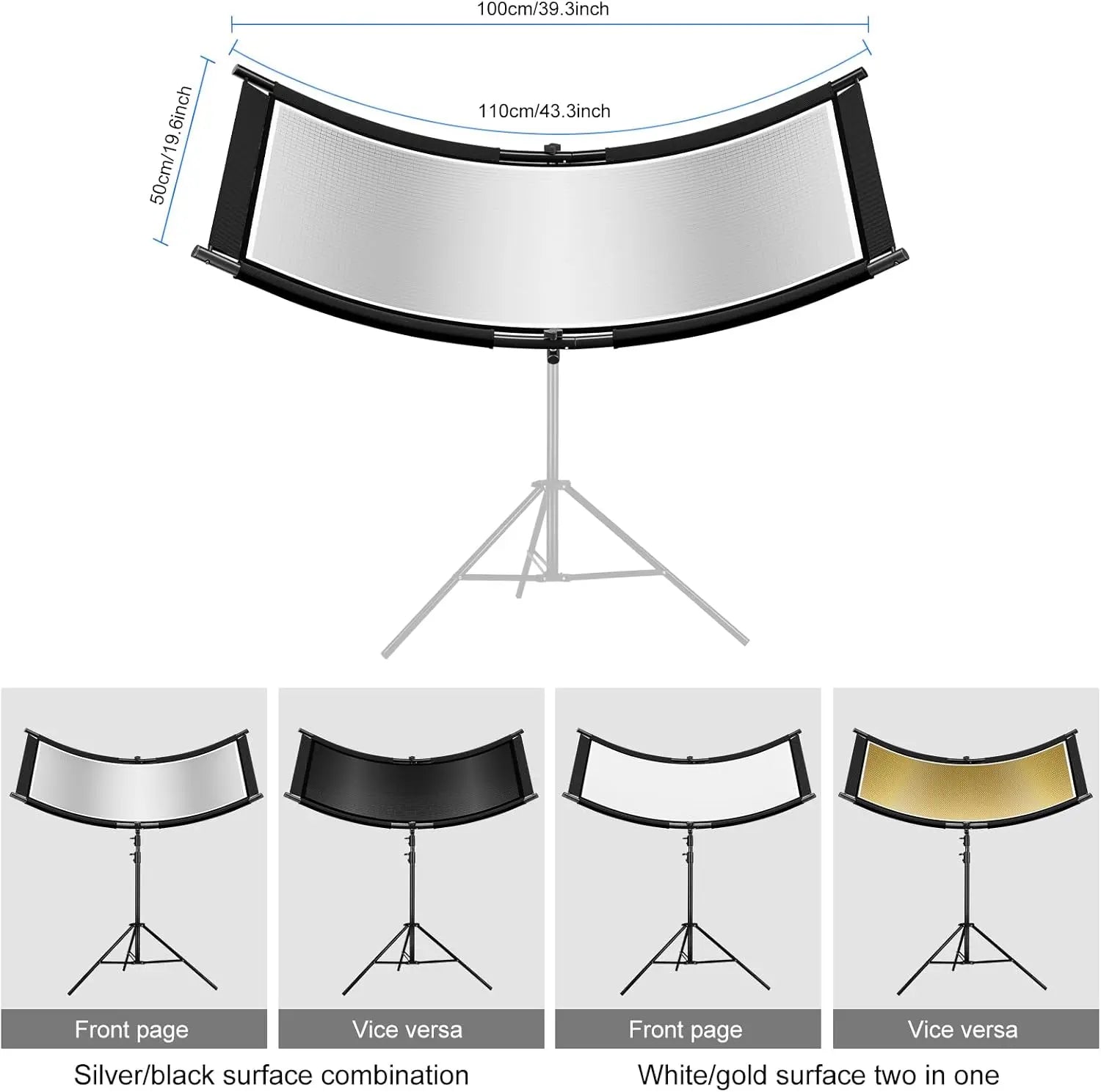 Soonpho Clamshell Light Reflector U Shape U Form Diffuser Kit 110x50cm Large - RT Online Outlet