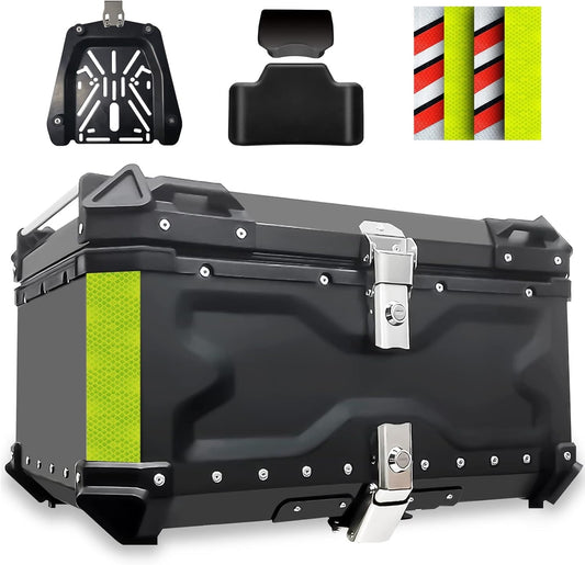 VOKKA Motorcycle Top Box 65L Aluminium Alloy Waterproof Anti-Theft Black