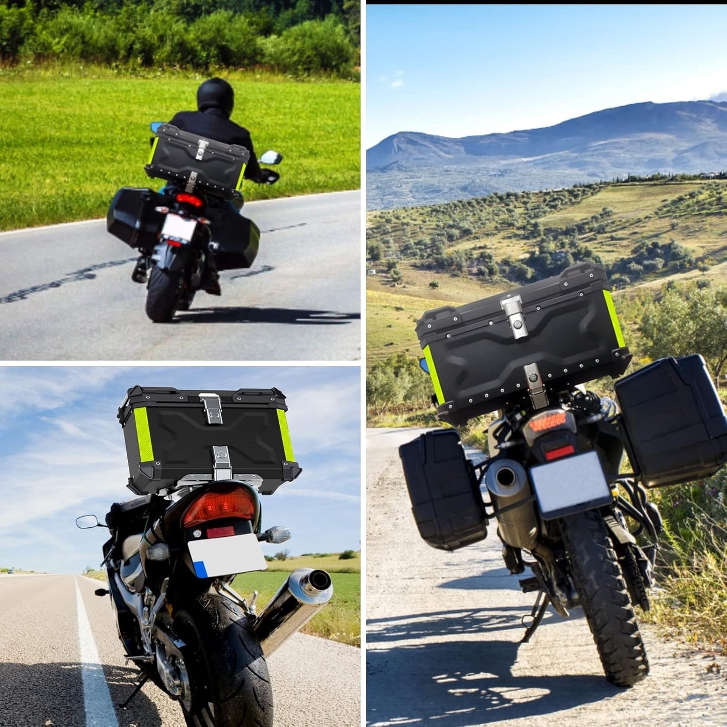 VOKKA Motorcycle Top Box 65L Aluminium Alloy Waterproof Anti-Theft Black