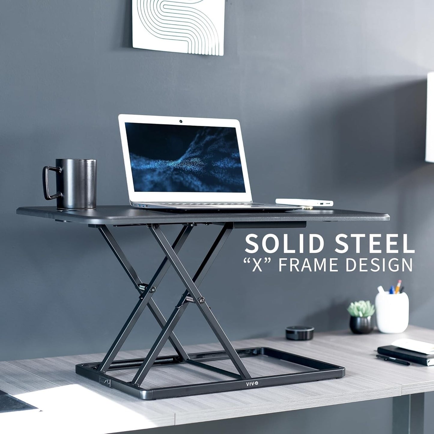 VIVO Ultra-Slim 81cm Single Top Height Adjustable Standing Desk Riser