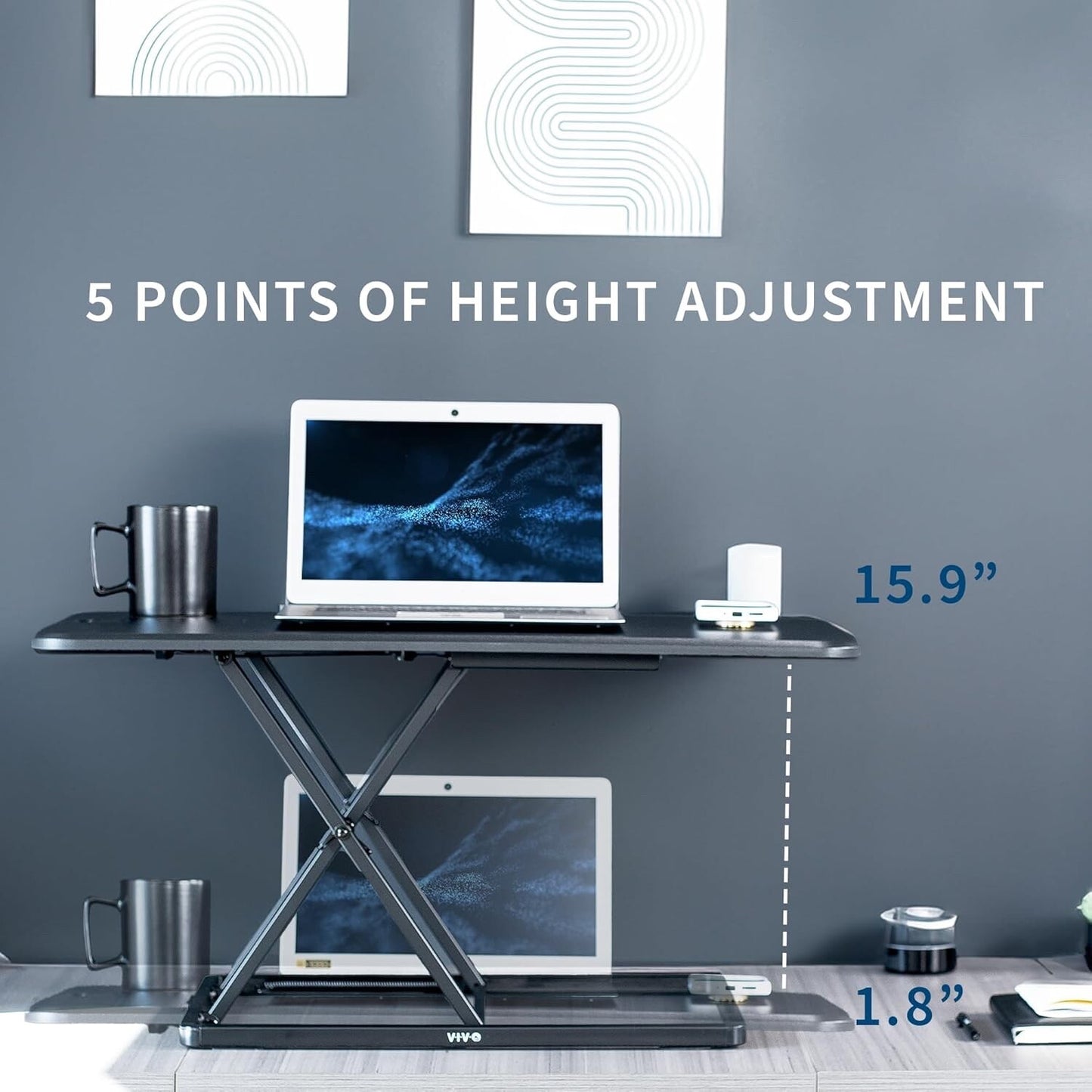 VIVO Ultra-Slim 81cm Single Top Height Adjustable Standing Desk Riser