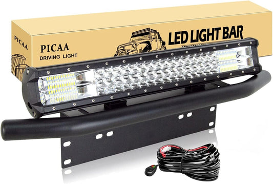 PICAA Car Led Light Bar 20 inch Tri Row 7D 288W LED Work Lights Bar Lamp