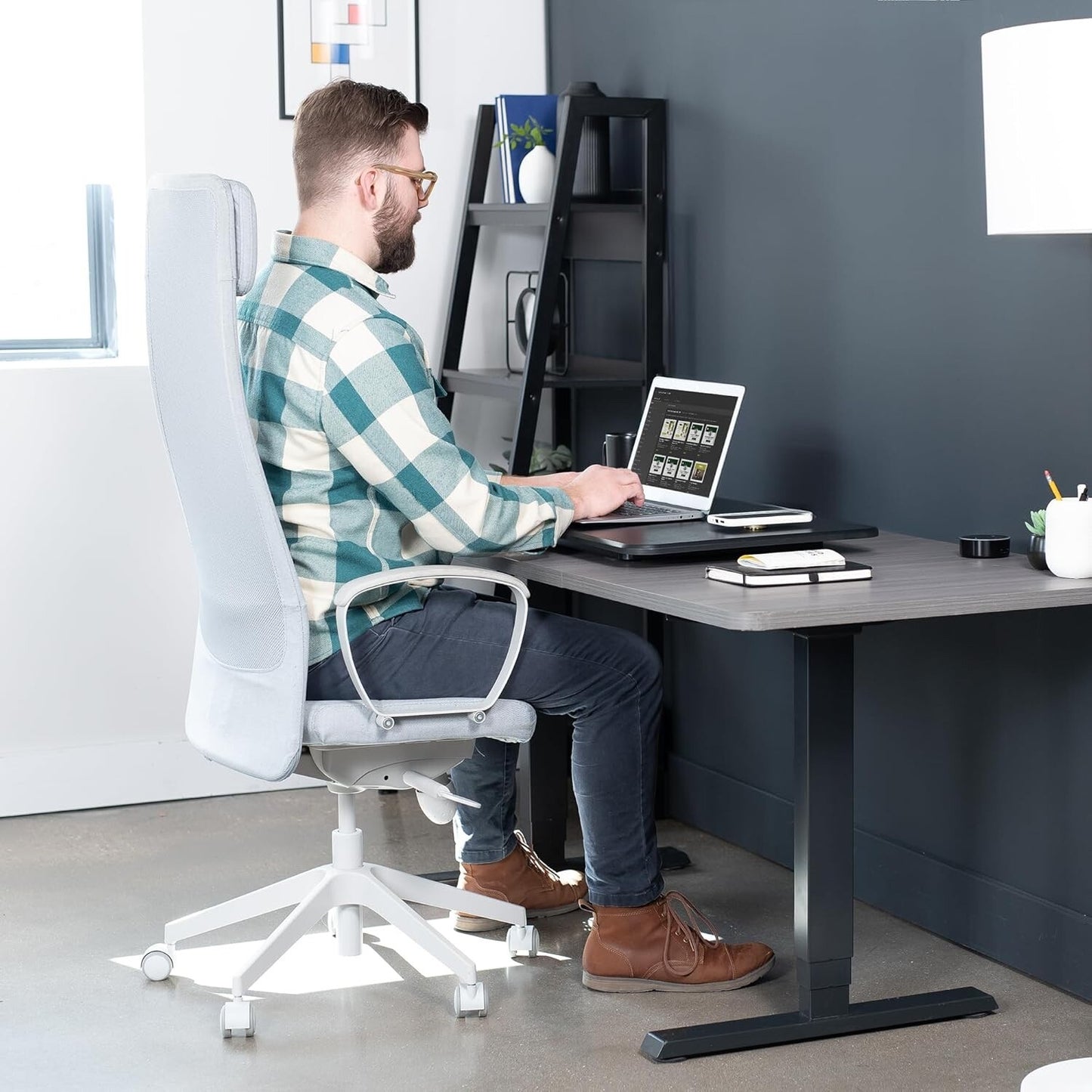 VIVO Ultra-Slim 81cm Single Top Height Adjustable Standing Desk Riser