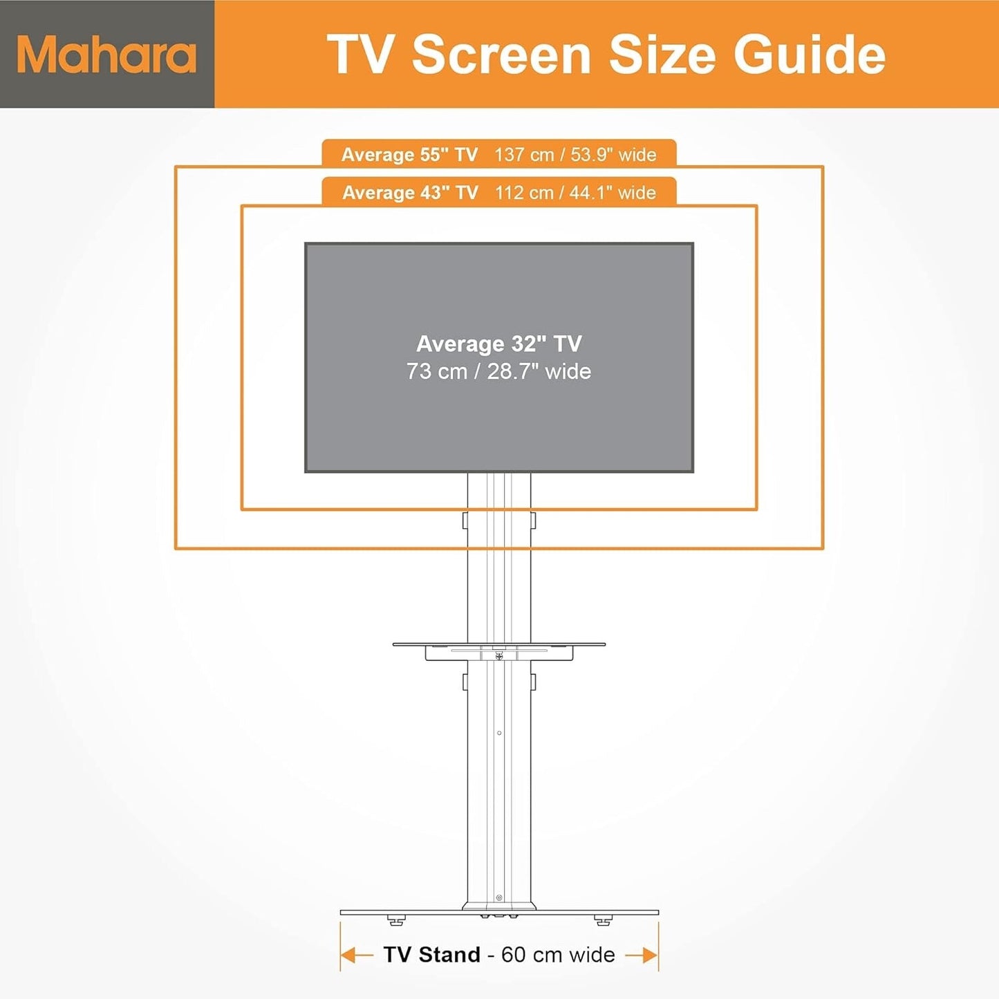MAHARA Swivel Column TV Stand - for 32 to 55 inch TVs-Universal freestanding sil
