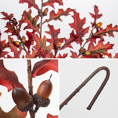 Briful 30" Artificial Oak Leaves Stem Autumn Leaves with Realistic Acorns, 3PCS