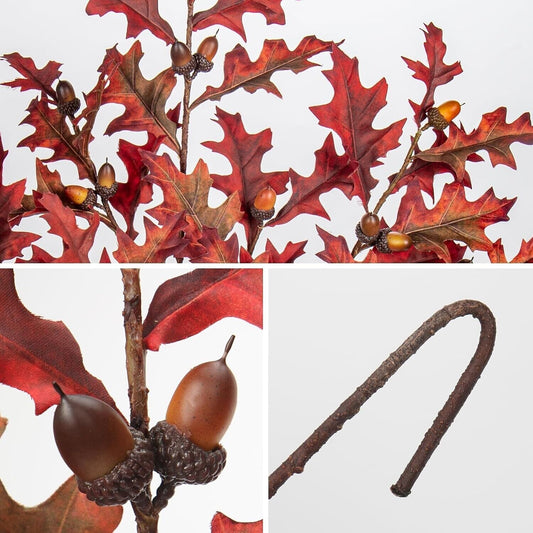 Briful 30" Artificial Oak Leaves Stem Autumn Leaves with Realistic Acorns, 3PCS