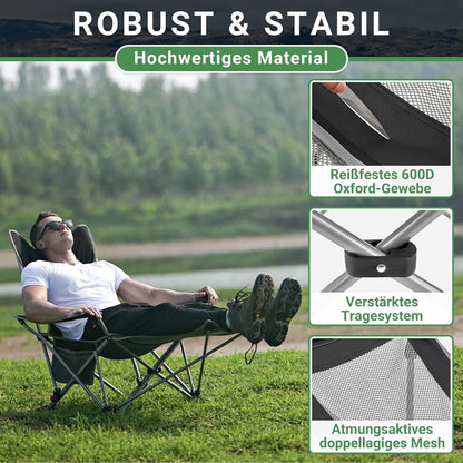 #WEJOY Folding Camping Chairs Reclining Adjustable with Detachable Footrest