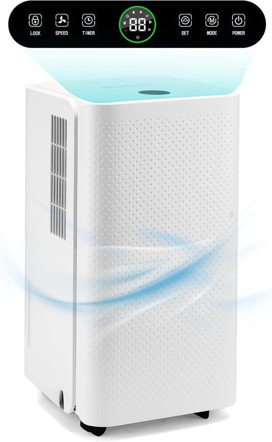 HAUSHOF 12L/Day Dehumidifier for Home with Digital Humidity Display