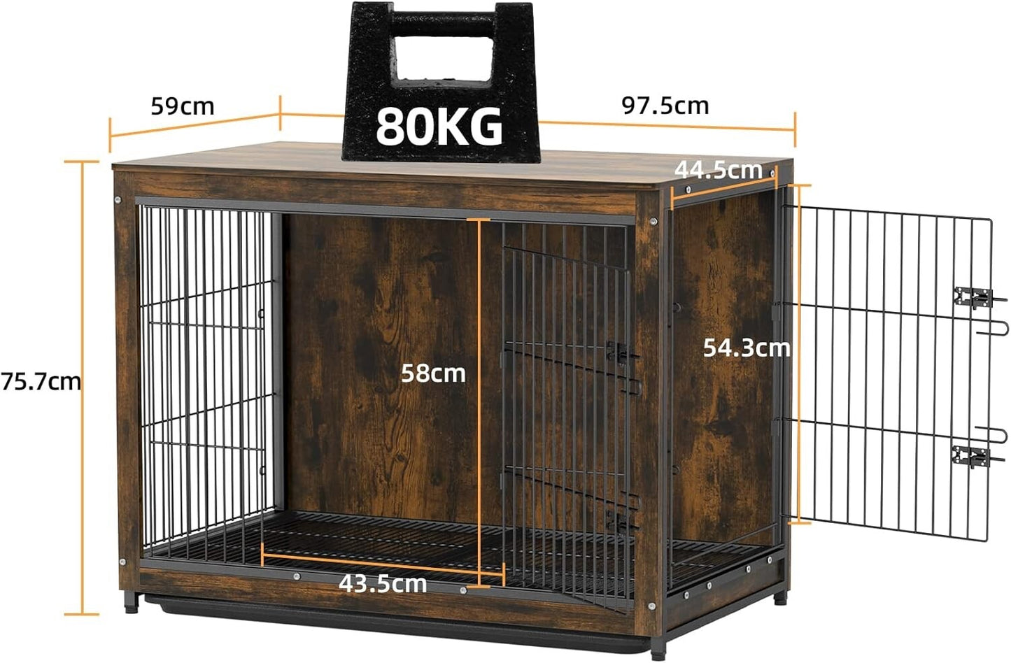 BingoPaw Wooden Dog Crate Furniture: 38 inch Medium Fancy Wood Top