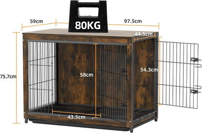 BingoPaw Wooden Dog Crate Furniture: 38 inch Medium Fancy Wood Top
