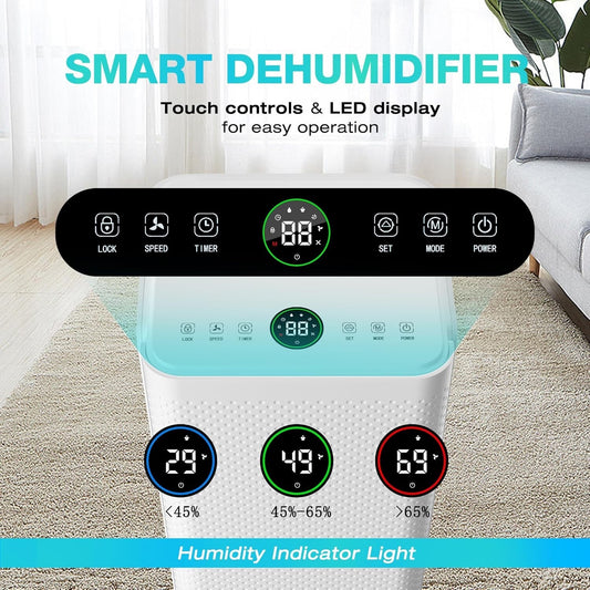 HAUSHOF 12L/Day Dehumidifier for Home with Digital Humidity Display