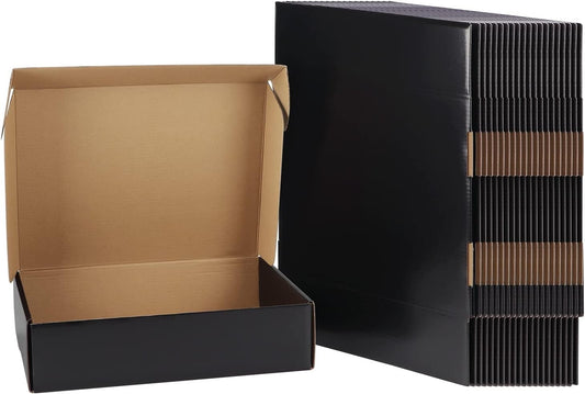 EXYGLO 12x9x3 inch Cardboard Postal Boxes 20 Pack 305x229x76 mm Black