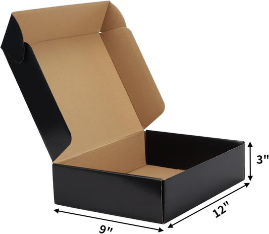 EXYGLO 12x9x3 inch Cardboard Postal Boxes 20 Pack 305x229x76 mm Black